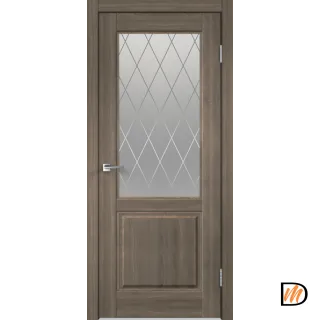 Дверное полотно Экошпон VILLA 2V 600х2000 цвет Ильм Европейский стекло РОМБ малый светлый Левое/Правое VD810375