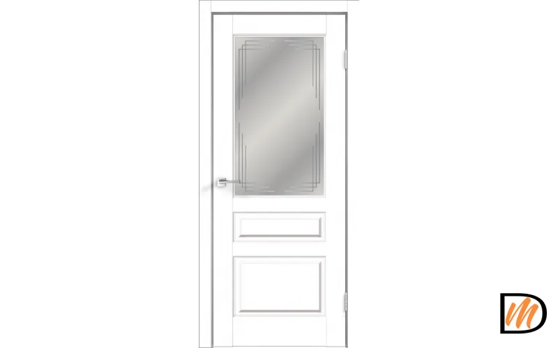 Дверное полотно Экошпон VILLA 3V 900х2000 цвет Белый Эмалит стекло Грани Мателюкс Левое/Правое VD810501