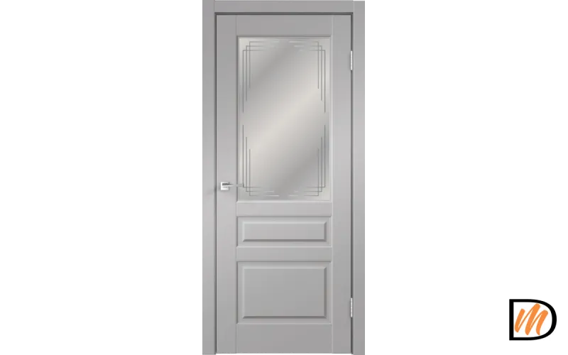 Дверное полотно Экошпон VILLA 3V 700х2000 цвет Серый Эмалит стекло Грани Мателюкс Графит Левое/Правое VD810507