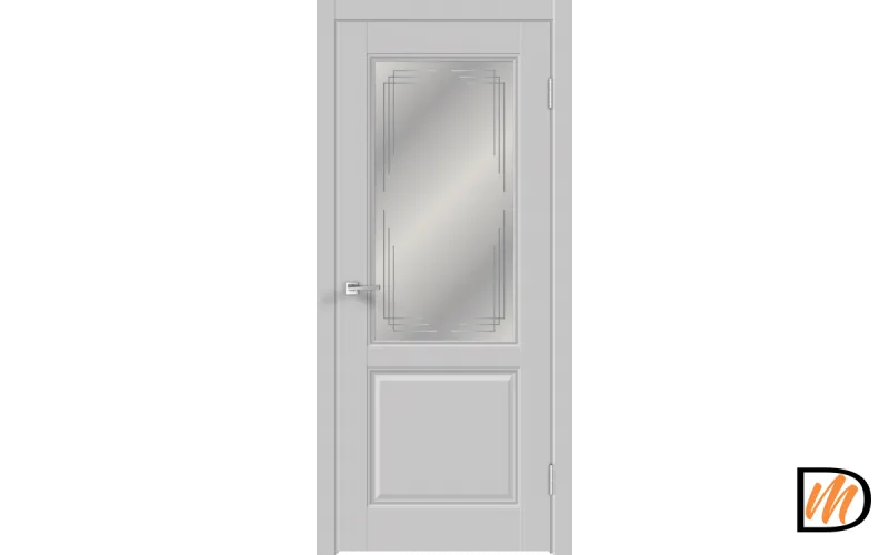 Дверное полотно Экошпон VILLA 2V 800х2000 цвет Серый Эмалит стекло Грани Мателюкс Левое/Правое VD810540