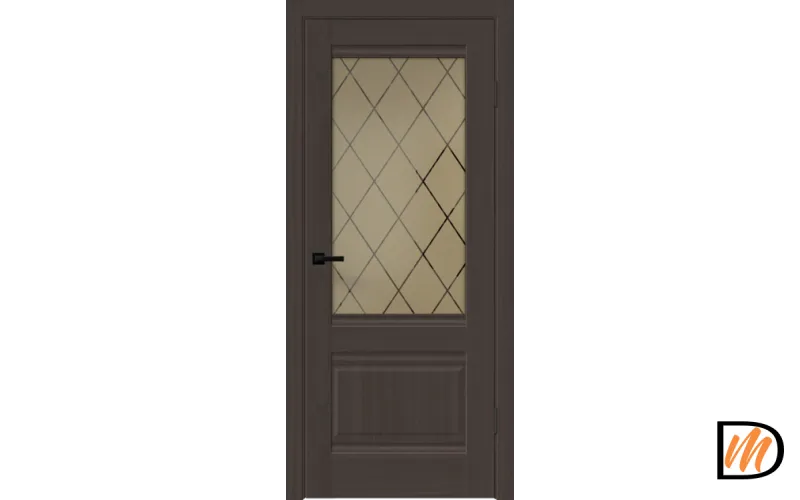 Дверное полотно SOFTWOOD ALTO 2V 700х2000 цвет Орех американский шоколад стекло РОМБ бронза Левое/Правое VD814614