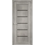 Дверное полотно Экошпон NEXT 1 600х2000 цвет Муар светло-серый стекло Лакобель черное Левое/Правое VD820019