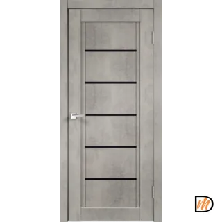 Дверное полотно Экошпон NEXT 1 600х2000 цвет Муар светло-серый стекло Лакобель черное Левое/Правое VD820019