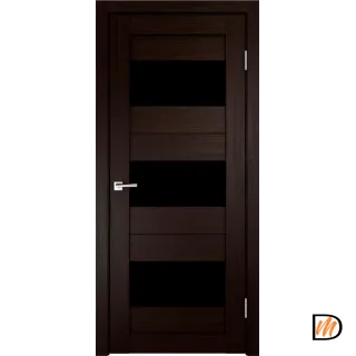 Дверное полотно Экошпон DUPLEX 5 900х2000 цвет Венге стекло Лакобель черное Левое/Правое VD010667