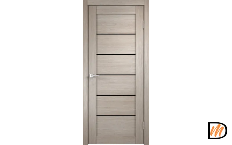 Дверное полотно Экошпон LINEA 1 800х2000 цвет Капучино стекло Лакобель черное Левое/Правое VD013140