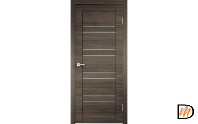 Дверное полотно Экошпон LINEA 8 700х2000 цвет Дуб серый поперечный стекло Мателюкс Левое/Правое VD013904