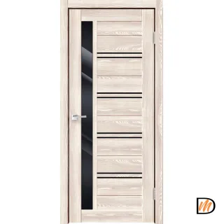 Дверное полотно Экошпон XLINE 1 800х2000 цвет Клён крем стекло Лакобель черное Левое/Правое VD016370