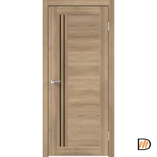 Дверное полотно Экошпон XLINE 8 600х2000 цвет Дуб Европейский горизонт стекло Лакобель черное Левое/Правое VD017916