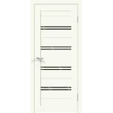 Дверное полотно Экошпон XLINE 4 600х2000 цвет Молочный Эмалит стекло Лакобель черное Левое/Правое VD018144