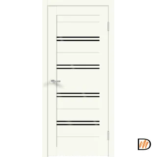 Дверное полотно Экошпон XLINE 4 600х2000 цвет Молочный Эмалит стекло Лакобель черное Левое/Правое VD018144