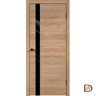 Дверное полотно Экошпон SMART Z1 700х2000 цвет Дуб Европейский горизонт стекло Лакобель черное Левое/Правое VD023091
