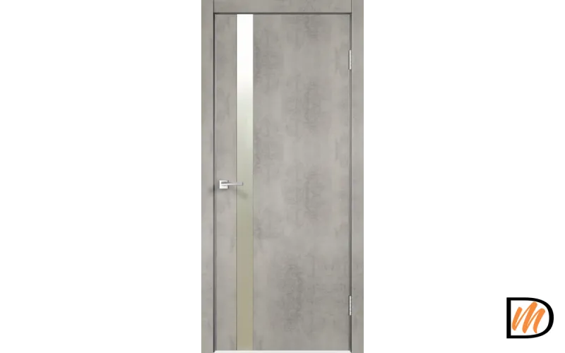Дверное полотно Экошпон TECHNO Z1 700х2000 цвет Муар светло-серый зеркало Матированное Левое/Правое VD080452