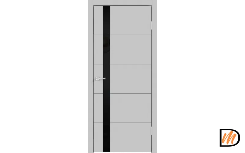 Дверное полотно Эмаль SCANDI F Z1 600х2000 цвет Светло-серый стекло Лакобель черное Левое/Правое VD1000165