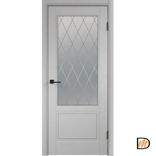 Дверное полотно Эмаль SCANDI 2V 600х2000 цвет Светло-серый стекло РОМБ Мателюкс Правое VD1000285