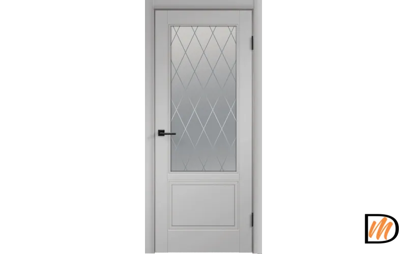 Дверное полотно Эмаль SCANDI 2V 700х2000 цвет Светло-серый стекло РОМБ Мателюкс Правое VD1000286