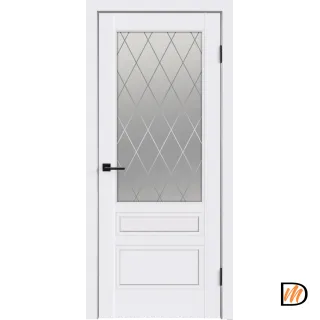 Дверное полотно Эмаль SCANDI 3V 800х2000 цвет Белый стекло РОМБ Мателюкс Правое VD1000291