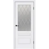 Дверное полотно Эмаль SCANDI 3V 900х2000 цвет Белый стекло РОМБ Мателюкс Правое VD1000292