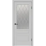 Дверное полотно Эмаль SCANDI 3V 600х2000 цвет Светло-серый стекло РОМБ Мателюкс Правое VD1000293