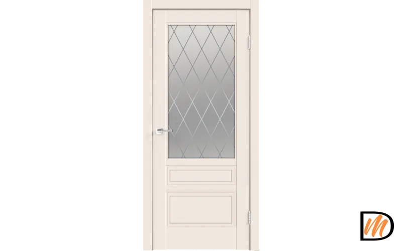 Дверное полотно Эмаль SCANDI 3V 900х2000 цвет Слоновая кость стекло РОМБ Мателюкс Левое/Правое VD1000801
