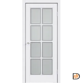 Дверное полотно Эмаль SCANDI 4V 800х2000 цвет Белый стекло Мателюкс, Английская решетка Левое/Правое VD1001644