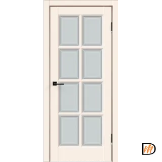 Дверное полотно Эмаль SCANDI 4V 600х2000 цвет Слоновая кость стекло Мателюкс, Английская решетка Левое VD1002280