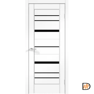 Дверное полотно SoftTouch SoftTouch PREMIER 22 800х2000 цвет Ясень белый структурный стекло Лакобель черное Левое/Правое VD1030236