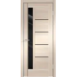 Дверное полотно Экошпон PREMIER 3 700х2000 цвет Ясень Японский стекло Лакобель черное Левое/Правое VD800046