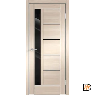 Дверное полотно Экошпон PREMIER 3 700х2000 цвет Ясень Японский стекло Лакобель черное Левое/Правое VD800046