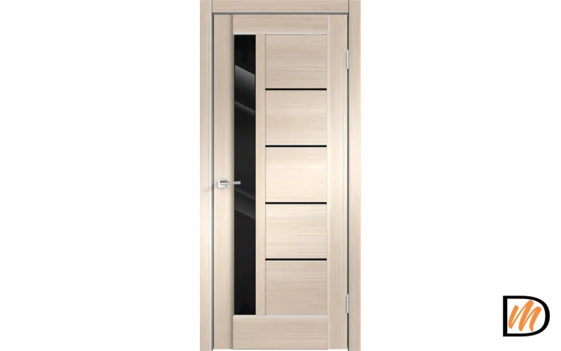 Дверное полотно Экошпон PREMIER 3 700х2000 цвет Ясень Японский стекло Лакобель черное Левое/Правое VD800046