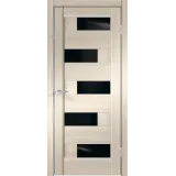 Дверное полотно Экошпон PREMIER 5 600х2000 цвет Ясень Японский стекло Лакобель черное Левое/Правое VD800069