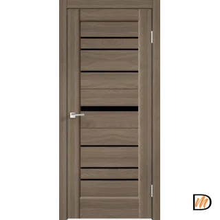 Дверное полотно Экошпон PREMIER 20 900х2000 цвет Ильм Европейский стекло Лакобель черное Левое/Правое VD804521