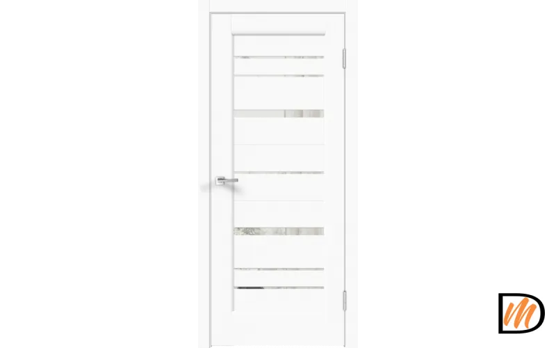 Дверное полотно Экошпон PREMIER 22 700х2000 цвет Белый Эмалит стекло Зеркало с двух сторон Левое/Правое VD805163