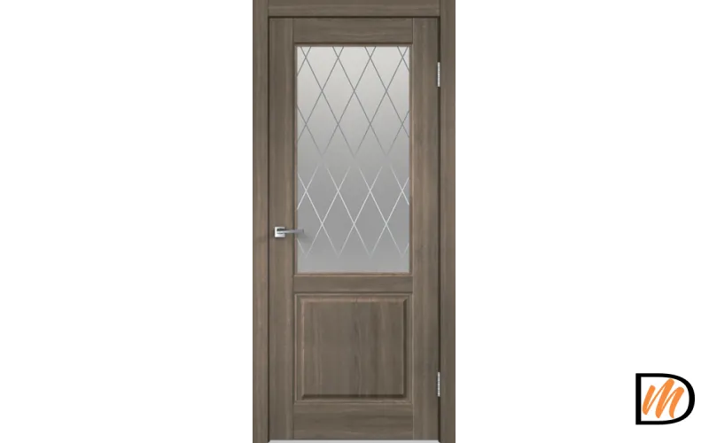 Дверное полотно Экошпон VILLA 2V 800х2000 цвет Ильм Европейский стекло РОМБ малый светлый Левое/Правое VD810377