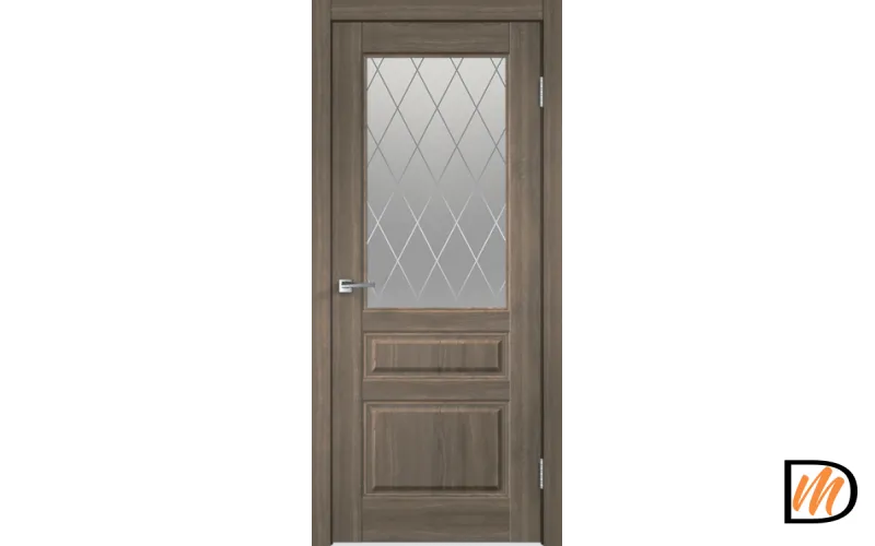 Дверное полотно Экошпон VILLA 3V 900х2000 цвет Ильм Европейский стекло РОМБ малый светлый Левое/Правое VD810388