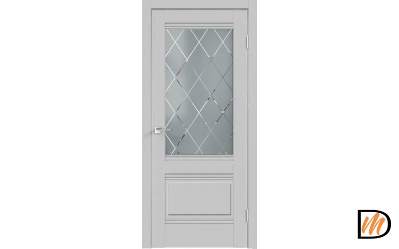 Дверное полотно Экошпон ALTO 2V 900х2000 цвет Серый Эмалит стекло РОМБ светлый Левое/Правое VD810667