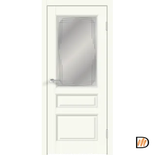 Дверное полотно Экошпон VILLA 3V 900х2000 цвет Молочный Эмалит стекло Грани Мателюкс Левое/Правое VD811835