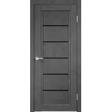 Дверное полотно Экошпон NEXT 1 700х2000 цвет Муар темно-серый стекло Лакобель черное Левое/Правое VD820021