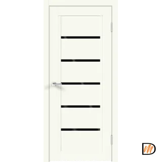 Дверное полотно Экошпон NEXT 1 800х2000 цвет Молочный Эмалит стекло Лакобель черное Левое/Правое VD820355