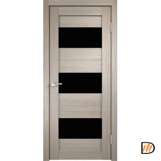 Дверное полотно Экошпон DUPLEX 5 600х2000 цвет Капучино стекло Лакобель черное Левое/Правое VD010672