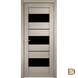 Дверное полотно Экошпон DUPLEX 12 700х2000 цвет Капучино стекло Лакобель черное Левое/Правое VD011819
