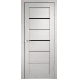 Дверное полотно Экошпон LINEA 1 700х2000 цвет Дуб белый стекло Лакобель черное Левое/Правое VD011991