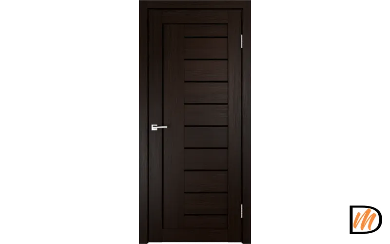 Дверное полотно Экошпон LINEA 3 800х2000 цвет Венге стекло Лакобель черное Левое/Правое VD012875