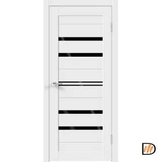 Дверное полотно Экошпон XLINE 6 600х2000 цвет Белый Эмалит стекло Лакобель черное Левое/Правое VD018150