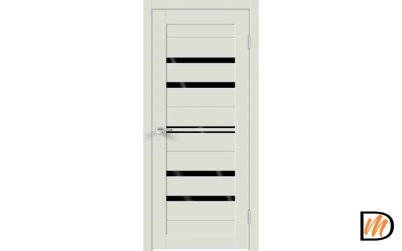 Дверное полотно Экошпон XLINE 6 700х2000 цвет Светло-серый Эмалит стекло Лакобель черное Левое/Правое VD018151