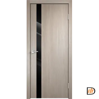 Дверное полотно Экошпон SMART Z1 800х2000 цвет Капучино стекло Лакобель черное Левое/Правое VD020976