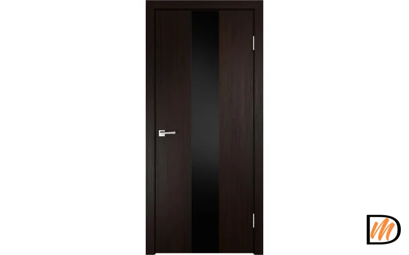 Дверное полотно Экошпон SMART Z2 600х2000 цвет Венге стекло Лакобель черное Левое/Правое VD020978