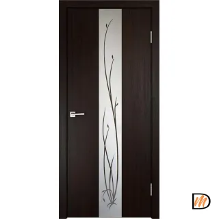 Дверное полотно Экошпон SMART Z2 700х2000 цвет Венге зеркало Веточки Левое/Правое VD021257