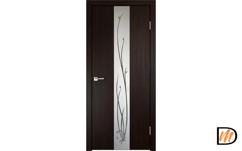 Дверное полотно Экошпон SMART Z2 800х2000 цвет Венге зеркало Веточки Левое/Правое VD021258