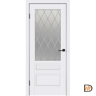 Дверное полотно Эмаль SCANDI 3V 700х2000 цвет Белый стекло РОМБ Мателюкс Левое/Правое VD1001312