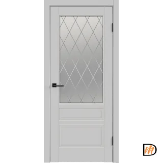 Дверное полотно Эмаль SCANDI 3V 900х2000 цвет Светло-серый стекло РОМБ Мателюкс Правое VD1000296
